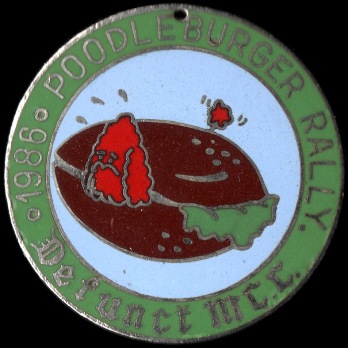 Poodle Burger Rally pin badge