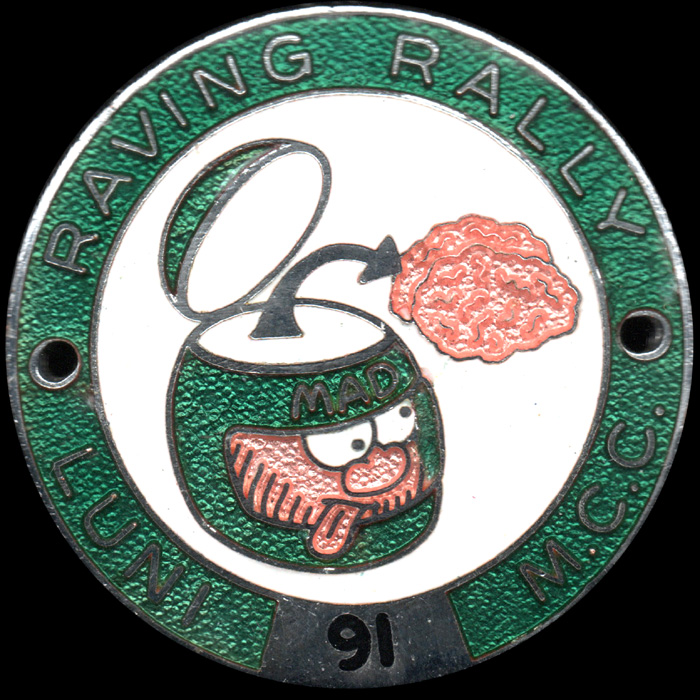 Raving Luni Rally pin badge