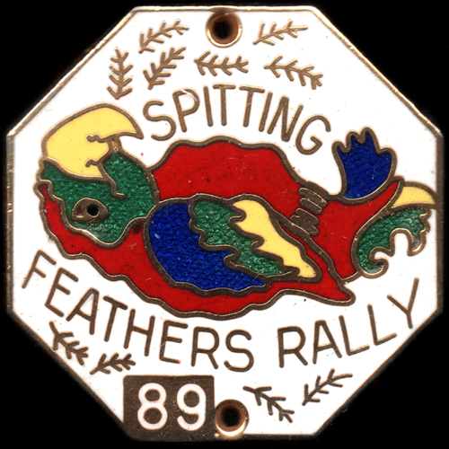 Spitting Feathers Rally pin badge