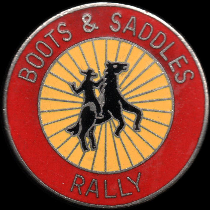 Boots & Saddles Rally pin badge