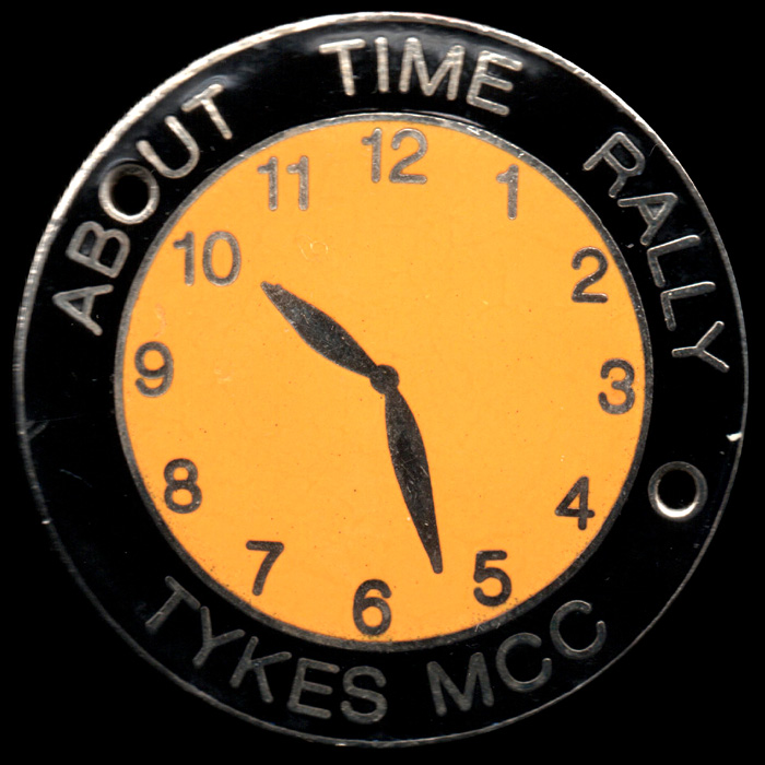 About Time Rally pin badge