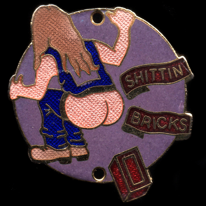 Shitting Bricks Rally pin badge