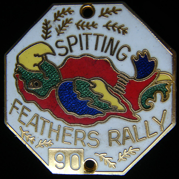 Spitting Feathers Rally pin badge