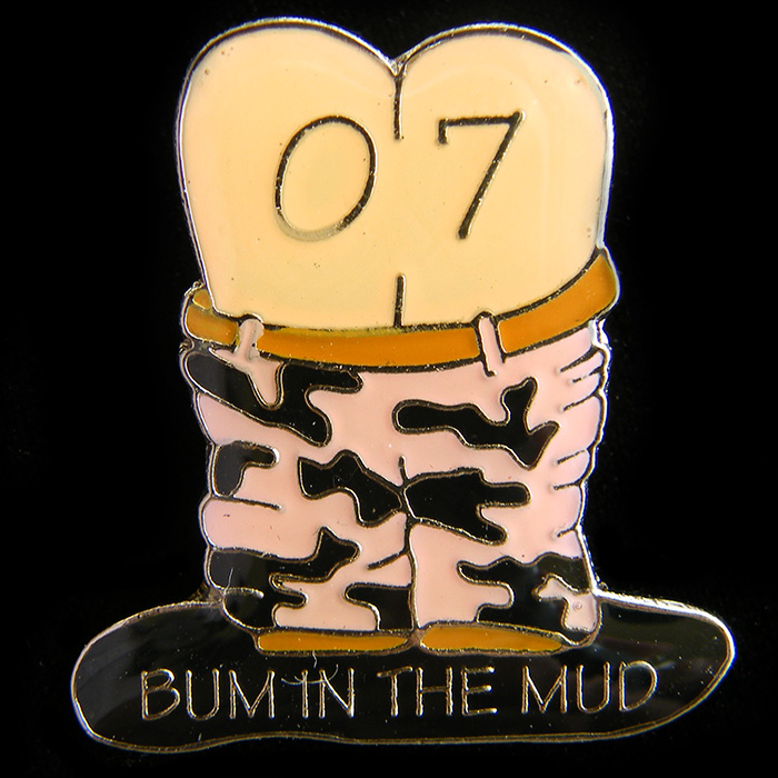 Bum in the Mud Rally pin badge