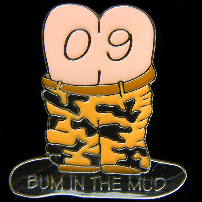 Bum in the Mud Rally pin badge