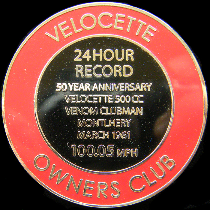 Velocette Owners Club 50th machine badge