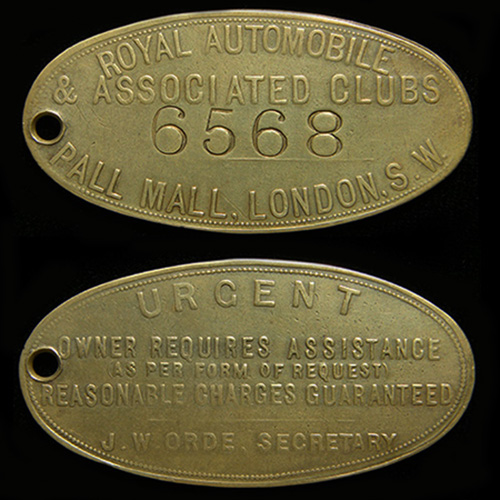 Royal Automobile & Associated Clubs  Token c1912