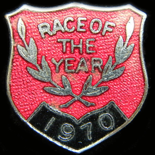 Race of the Year 1970 pin badge