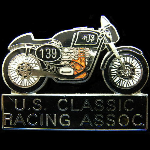 AJS Matchless U.S. Classic Racing Assoc pin badge