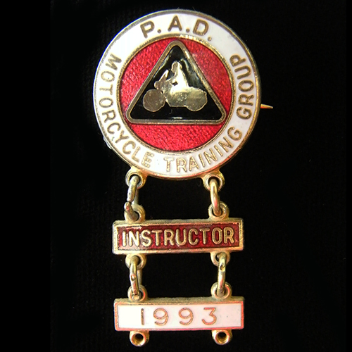 P.A.D. Motorcycle Training Instructor Pin badge