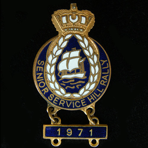 Senior Service Hill Rally pin badge