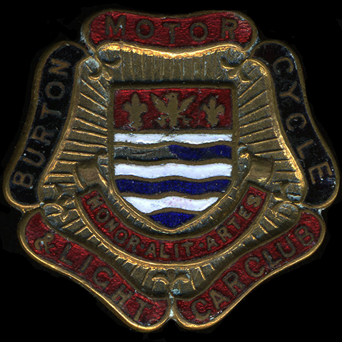 Burton Motor Cycle And Light Car Club button hole badge