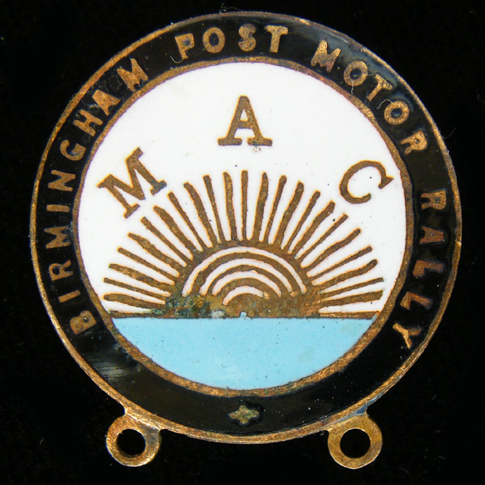 Birmingham Post Motor Rally pin badge