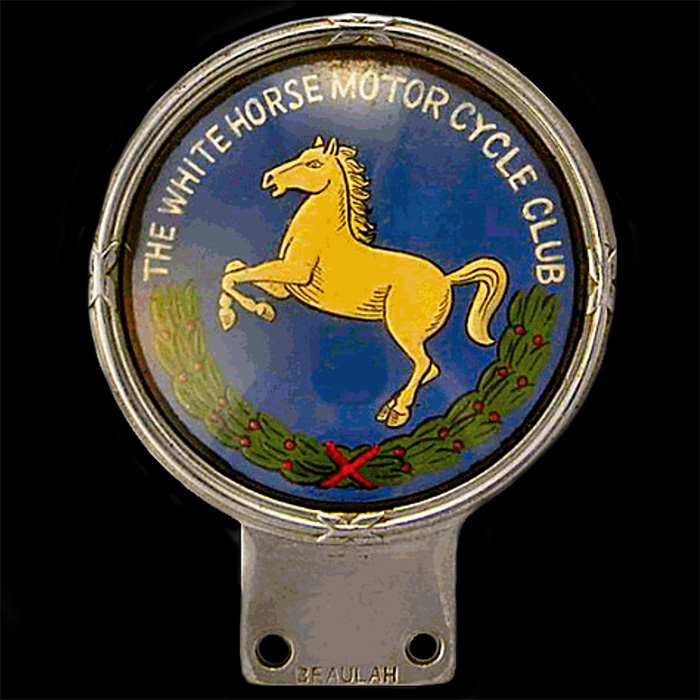 White Horse Motor Cycle Club car badge