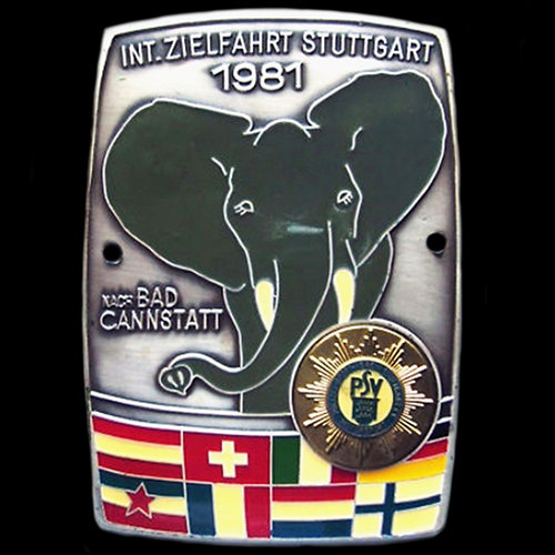 Int.Zielfahrt Stuttgart 1981 Rally Plaque Car Badge