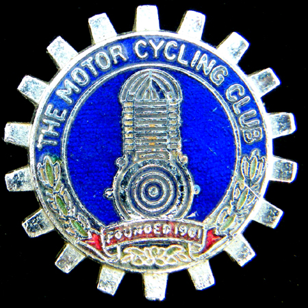 Motor Cycling Club Car Badge