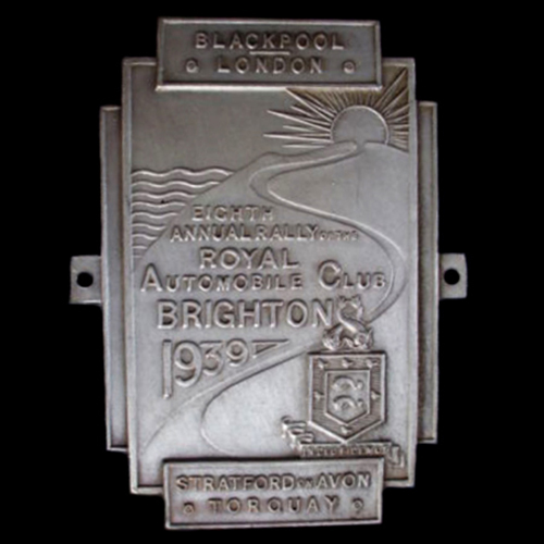 RAC Brighton Rally 1939 Car Plaque