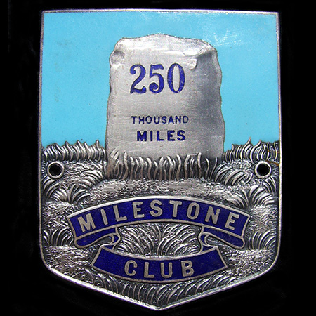 Milestone Club Car Badge 250 Thousand Miles