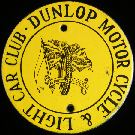 Dunlop Motor Cycle & Light Car Club Car Badge