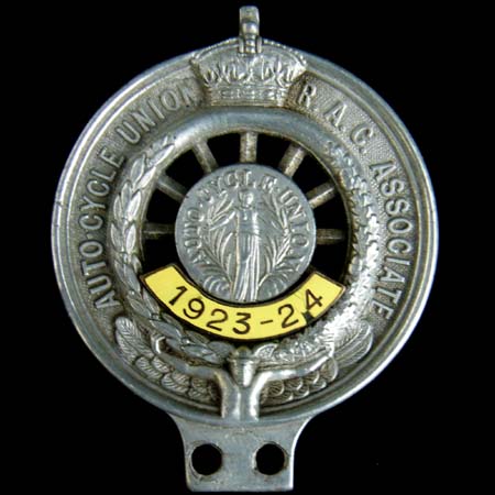 Auto Cycle Union R.A.C. Associate  1923-24 Motor Cycle Badge  