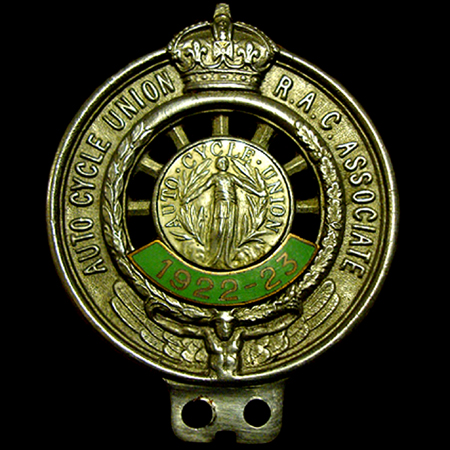 Auto Cycle Union R.A.C. Associate 1922-23 Motor Cycle Badge  