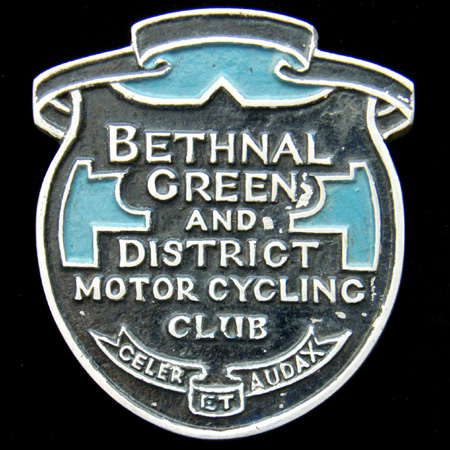 Bethnal Green and District Motor Cycling Club Car Badge
