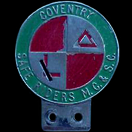 Coventry Safe Riders Motor Cycle & Scooter Club Car Badge