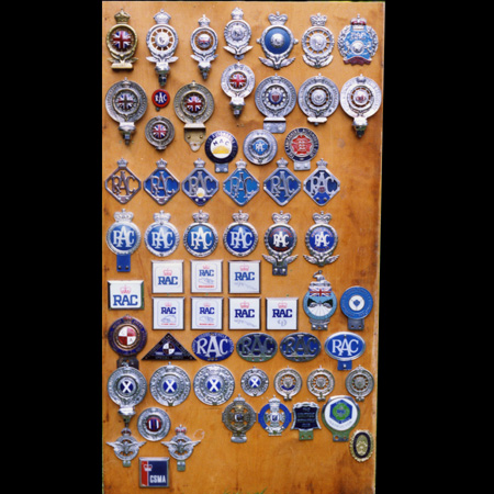 Dave Leverage's Display of RAC car badges from the UK