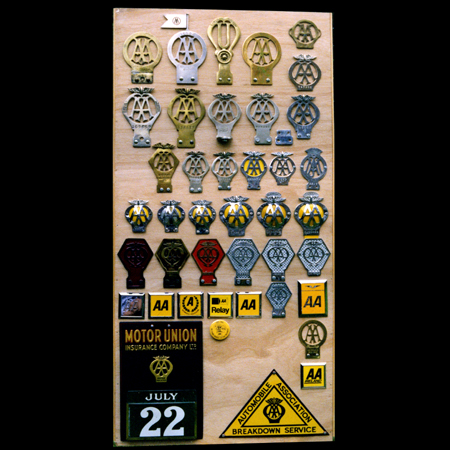 Dave Leverage's Display of AA car badges from the UK