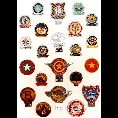 Display of  Scooter and Speedway badges