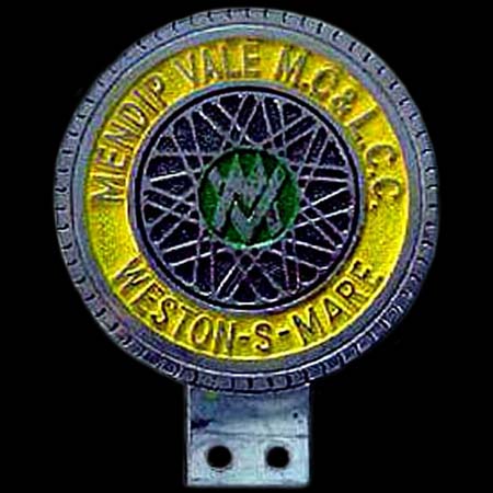 Mendip Vale Motor Cycle & Light Car Club Weston Super Mare Car Badge
