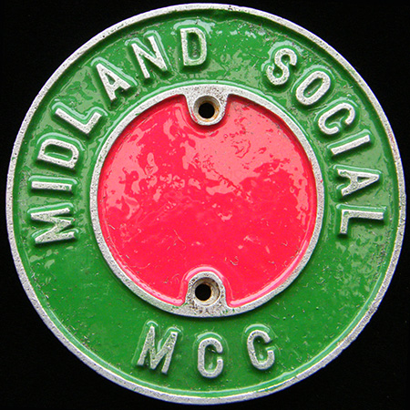 Midland Social Motor Cycle Club car Badge