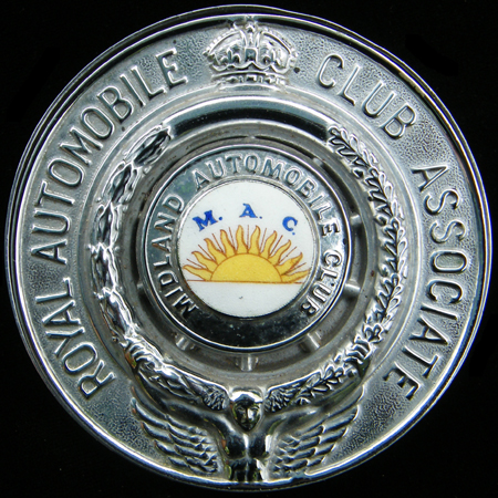 Royal Automobile Club Associate Midland Automobile Club  Car Badge