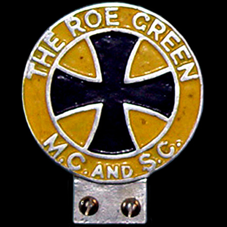 Roe Green Motor Cycle  & Sidecar Club (The) Car Badge