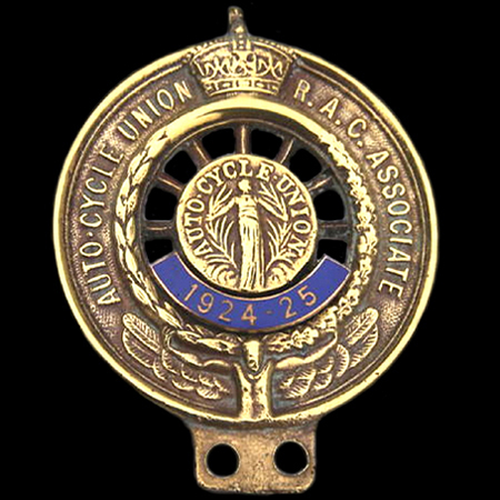 Auto Cycle Union R.A.C. Associate 1924 - 25 Motor Cycle Badge  