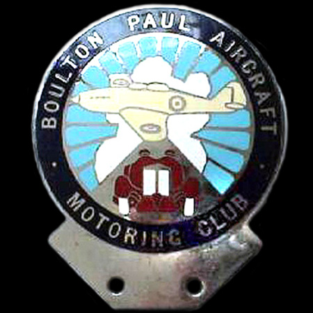 Bolton Paul Aircraft Motoring Club Car Badge