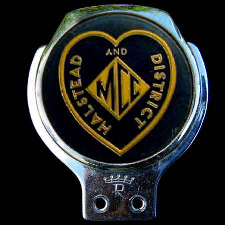 Halstead and District Motor Cycle Club Car Badge