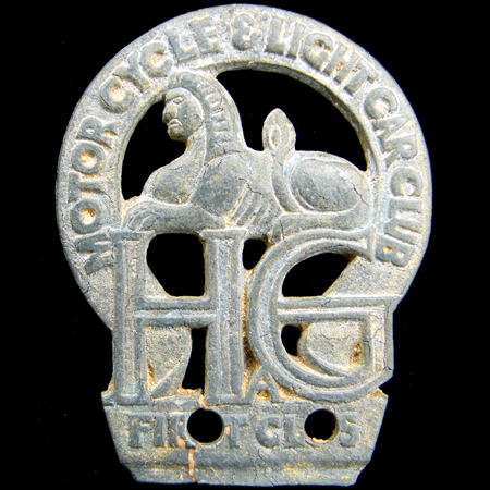 H G Motor Cycle & Light Car Club Car Badge