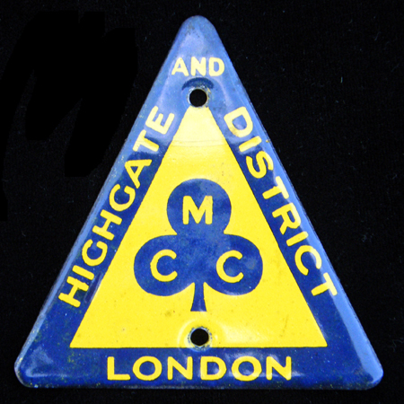 Highgate and District Motor Cycle Club Car Badge