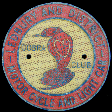 Ledbury and District Motor Cycle and Light Car Club (Cobra) Car Badge