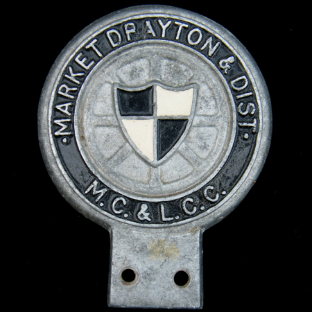 Market Drayton & District Motor Cycle & Light Car Club. Car Badge
