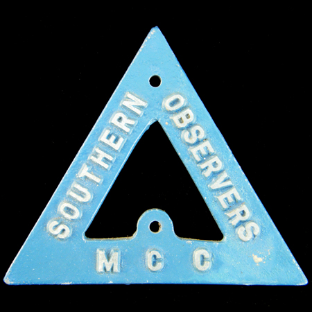 Southern Observers Motor Cycle Club Car Badge