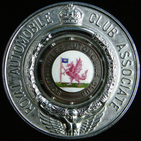Royal Automobile Club Associate South Wales Automobile Club Car Badge  
