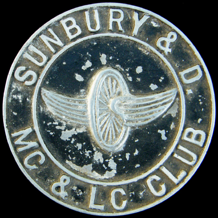 Sunbury & Distrct Motor Cycle & Light Car Club  Car Badge