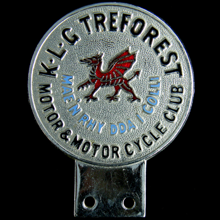 K.L.G. Treforest Motor & Motor Cycle Club Car Badge