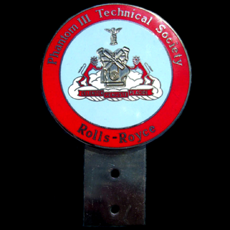 Rolls Royce Phantom III Technical Society Car Badge