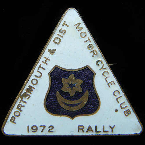 Portsmouth & District Motor Cycle Club Rally pin badge